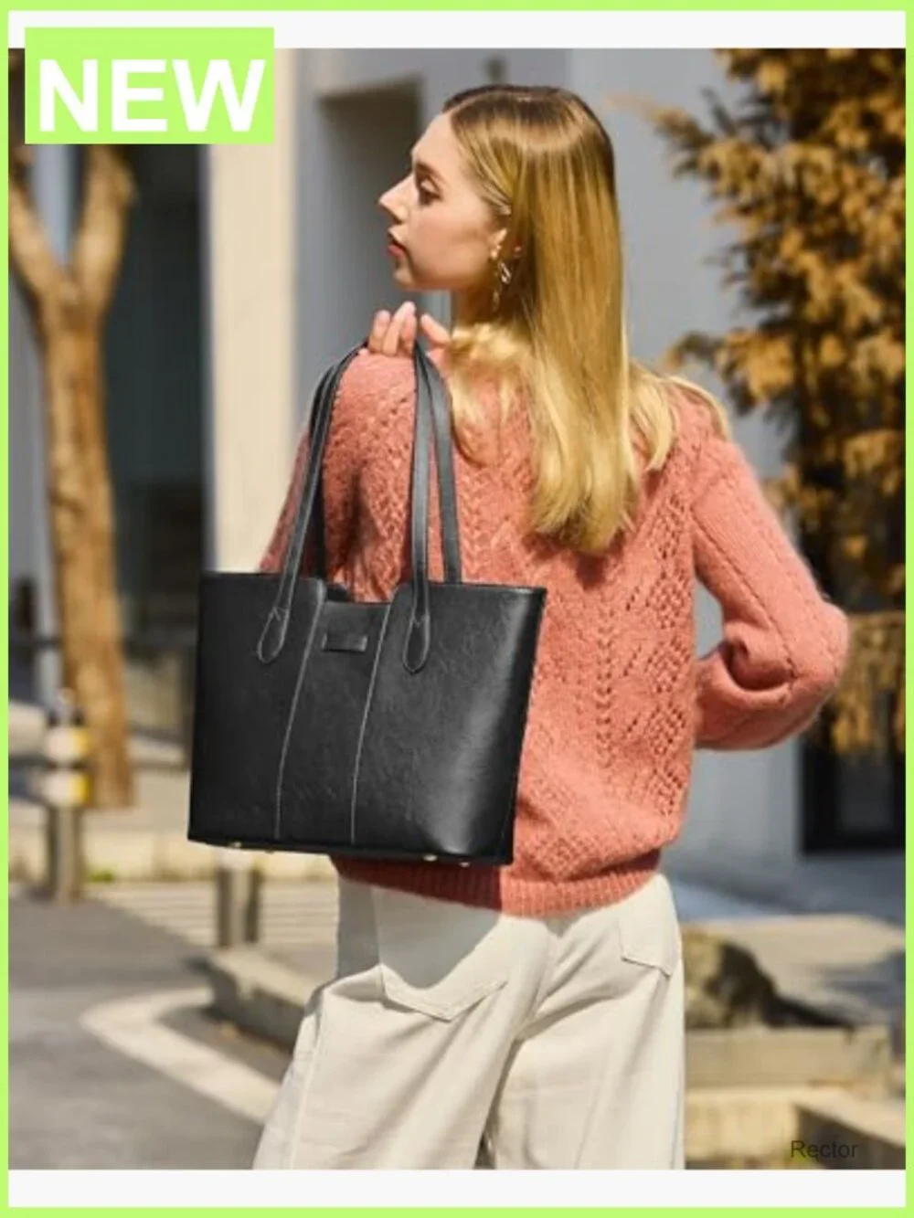 PU Leather Tote Bag with Zippered Pockets Shoulder Hobo Purse Top Handle